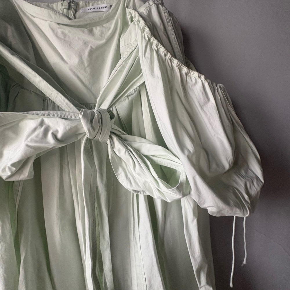 Cecilie Bahnsen Mint Green Cotton Poplin Joel Midi Dress US 6 UK 10 - Picture 14 of 16